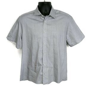 Ted Baker Mens sz S Shirt Gray Button Up Short Sleeve Collared